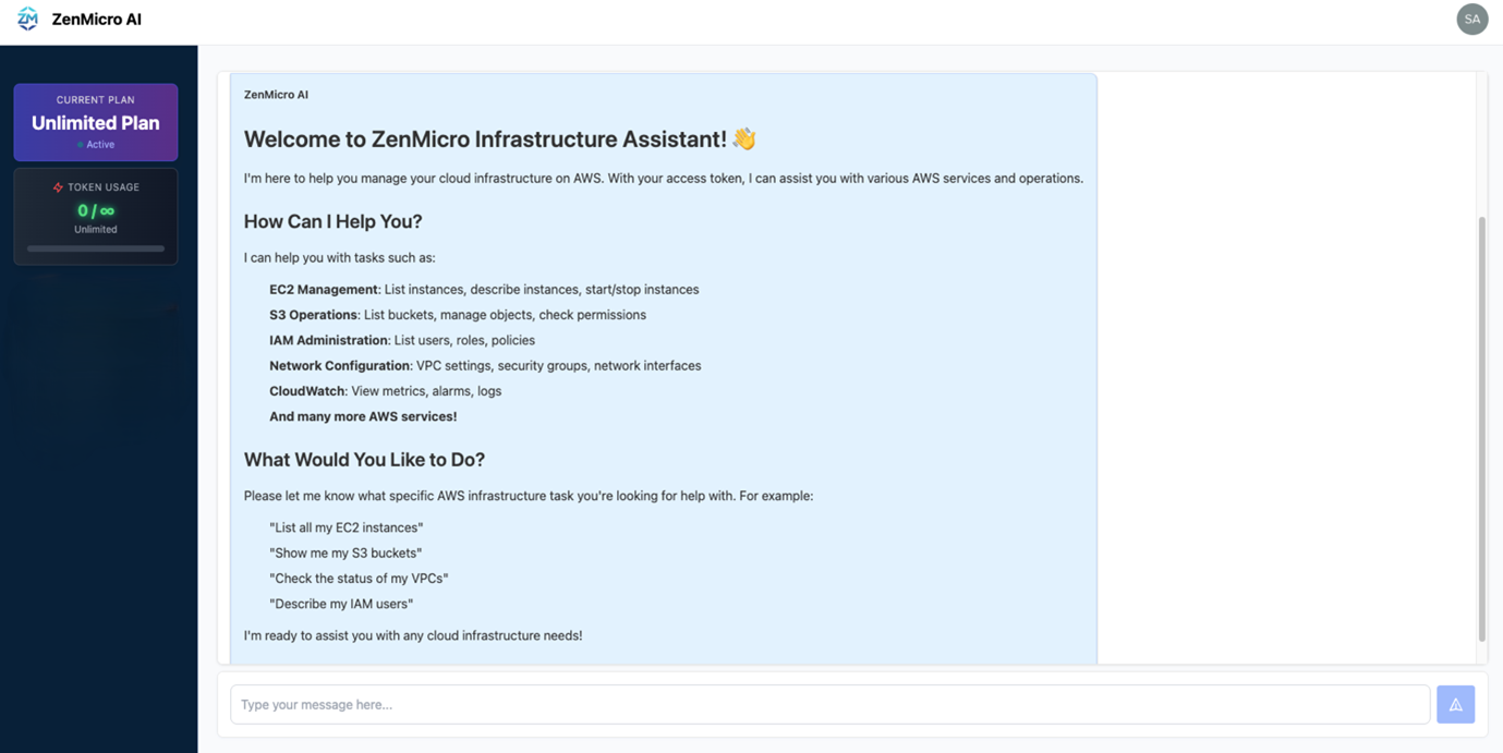 ZenMicro Welcome Dashboard